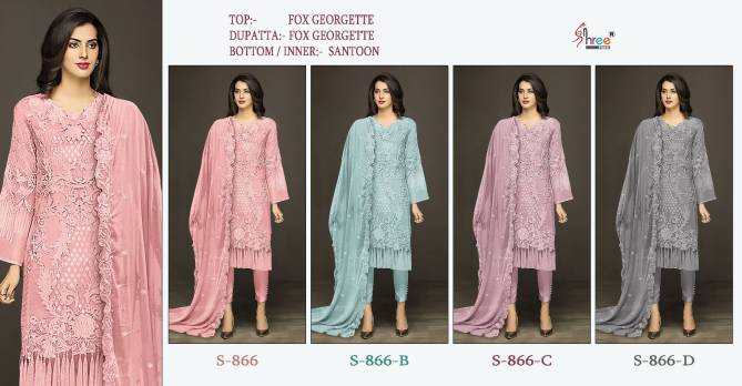 S 866 Shree Fab Faux Georgette Pakistani Dress Material Catalog